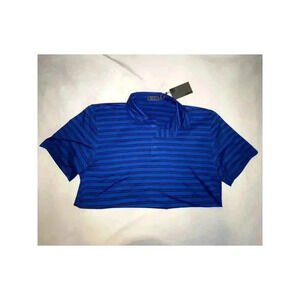 Men's Blue Striped Polo Shirt